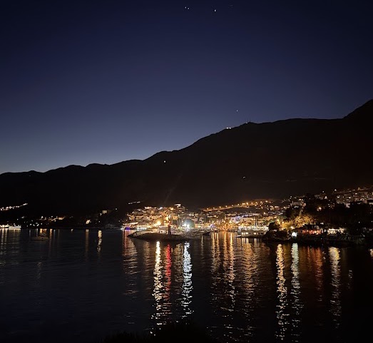 Ancient Lycian Rock Tombs at night in Kaş, Turkey